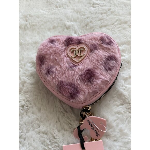 JUICY COUTURE GET COZY HEART ZIP AROUND WRISTLET WALLET PINK LEOPARD New - Picture 8 of 10